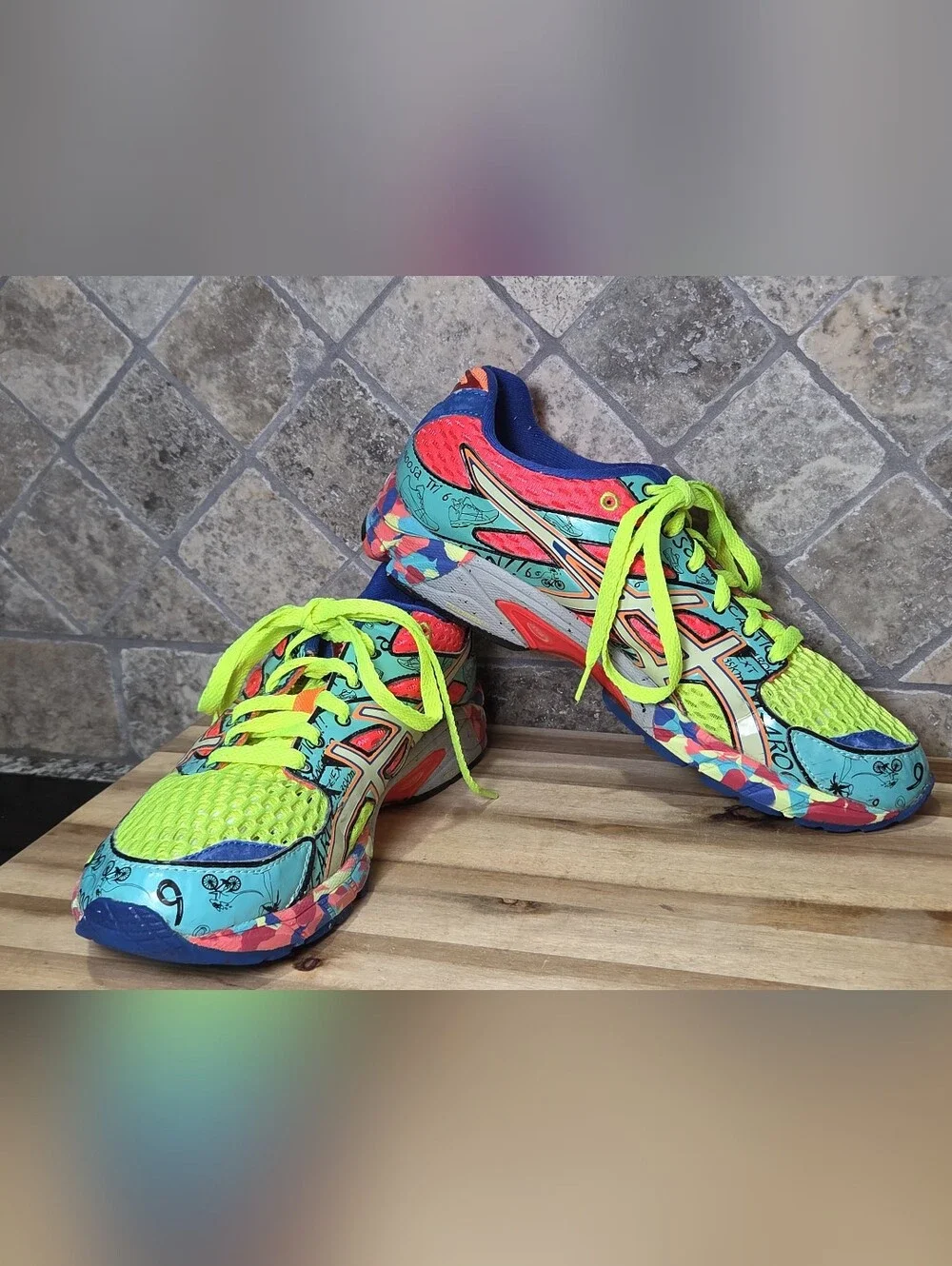 ASICS Mens T113N Gel Nposa Tri 6' Neon Multi Tri Running Shoes Sneakers Size 8.5